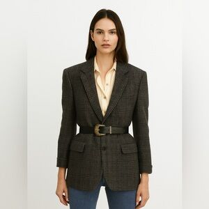 Austin Manor Vintage Classic Wool Gray Plaid Sport Coat Blazer Size 43R